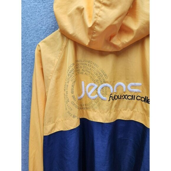 FUBU The Collection XXL Mens Hooded Windbreaker Jacket Blue & Yellow - Picture 7 of 7